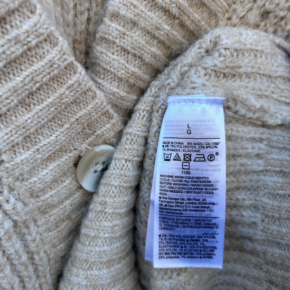 Old Navy Size L oversized shaker stitch knit beige grandpa cardigan sweeter - Picture 4 of 5